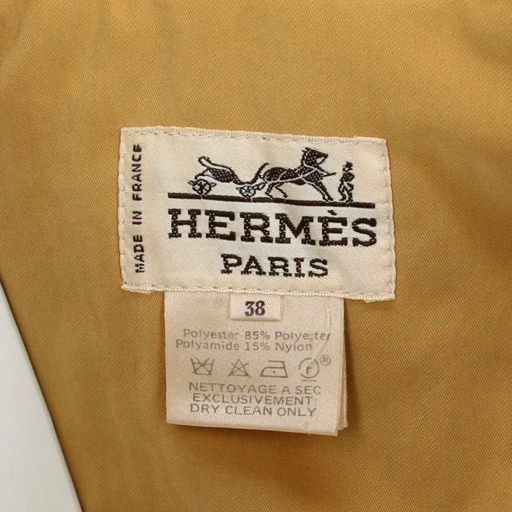 Hermès Mustard Yellow Embroidered Coat - '90s Red Leather Good - Box View