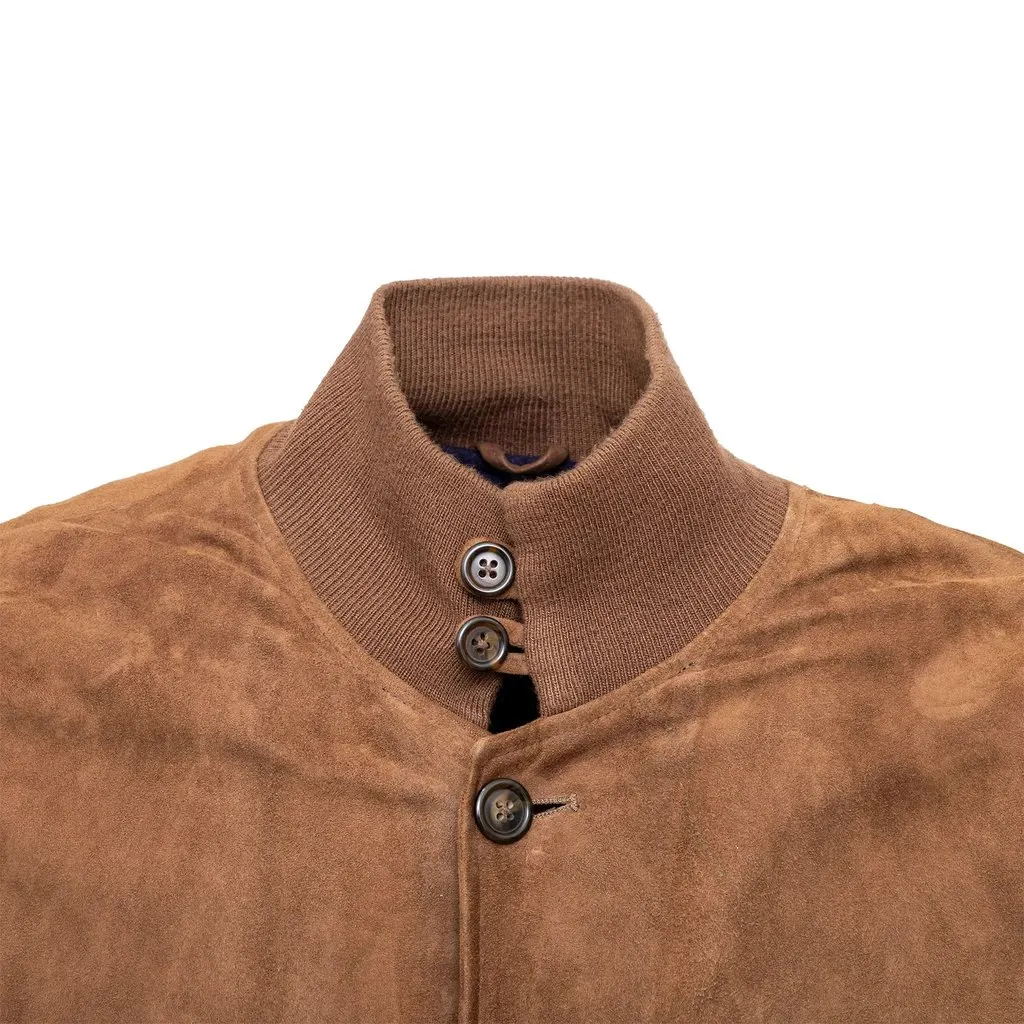 Unsigned Oriani Suede Jacket - '10s Brown Suede Good - Model View