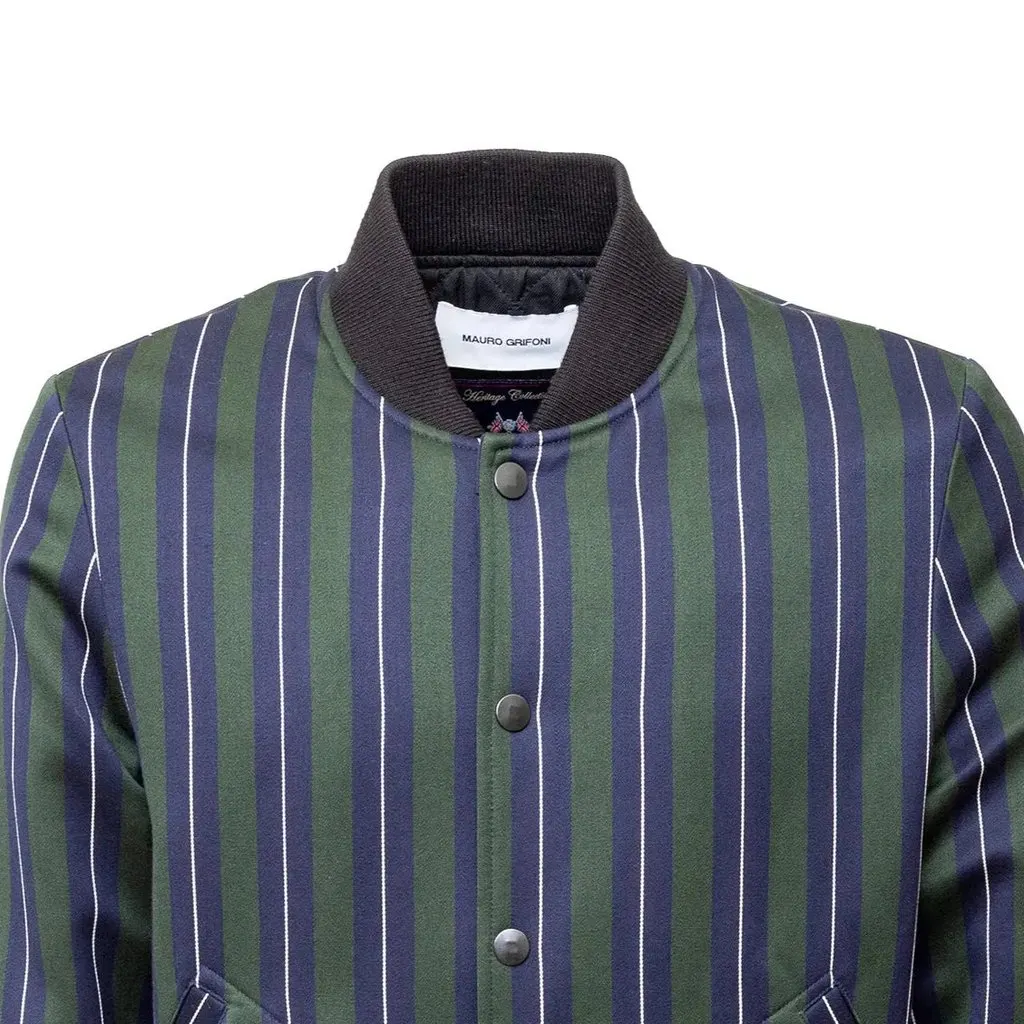 Unsigned Mauro Grifoni Stripe Bomber Jacket - '10s Black Wool Good - Model View