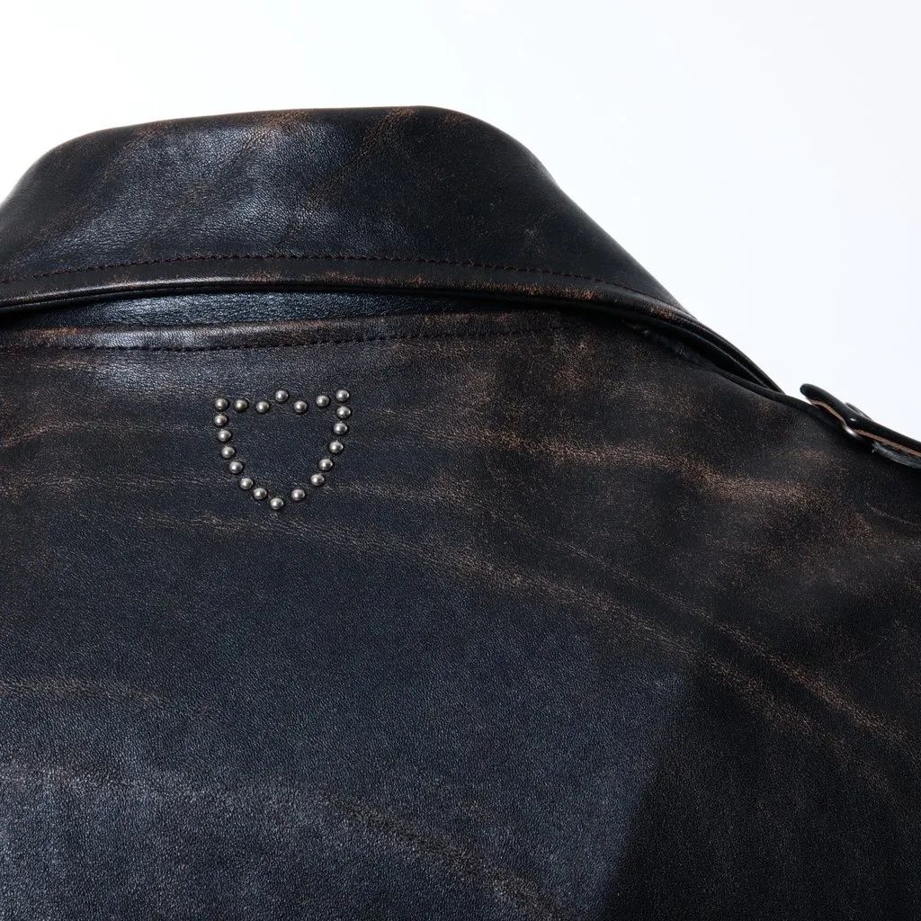 Unsigned Hollywood Trading Company Leather Jacket - '10s Red Leather Good - Model View