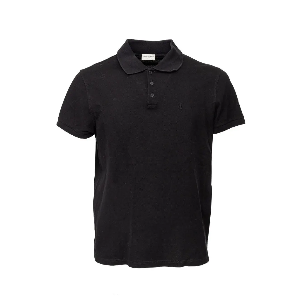 Saint Laurent Polo T-shirt - '10s Black Cotton Good - Front View