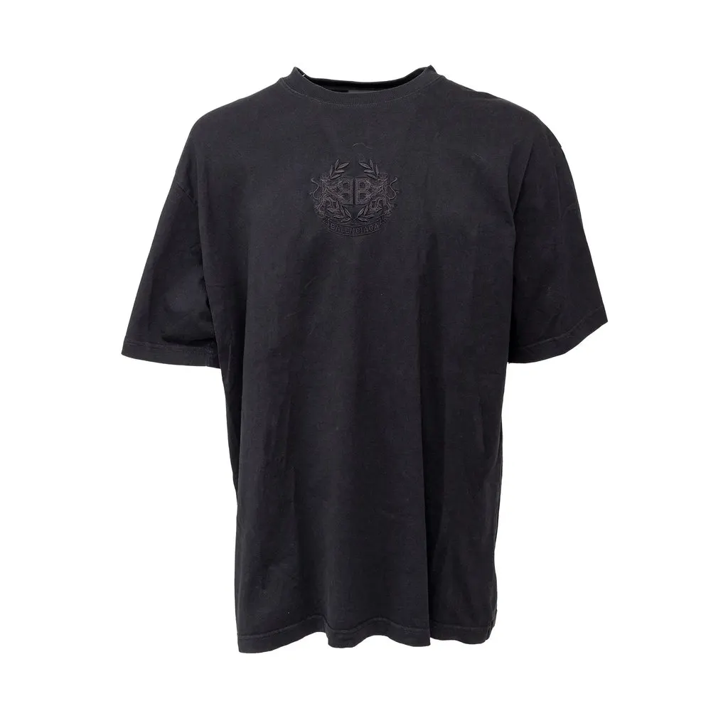 Balenciaga Lion’s Laurel Embroidered T-shirt - '20s Red Cotton Good - Front View