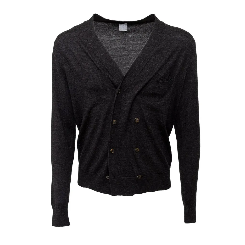 Unsigned FG Roma Cardigan - '10s Grey Wool Good - Front View