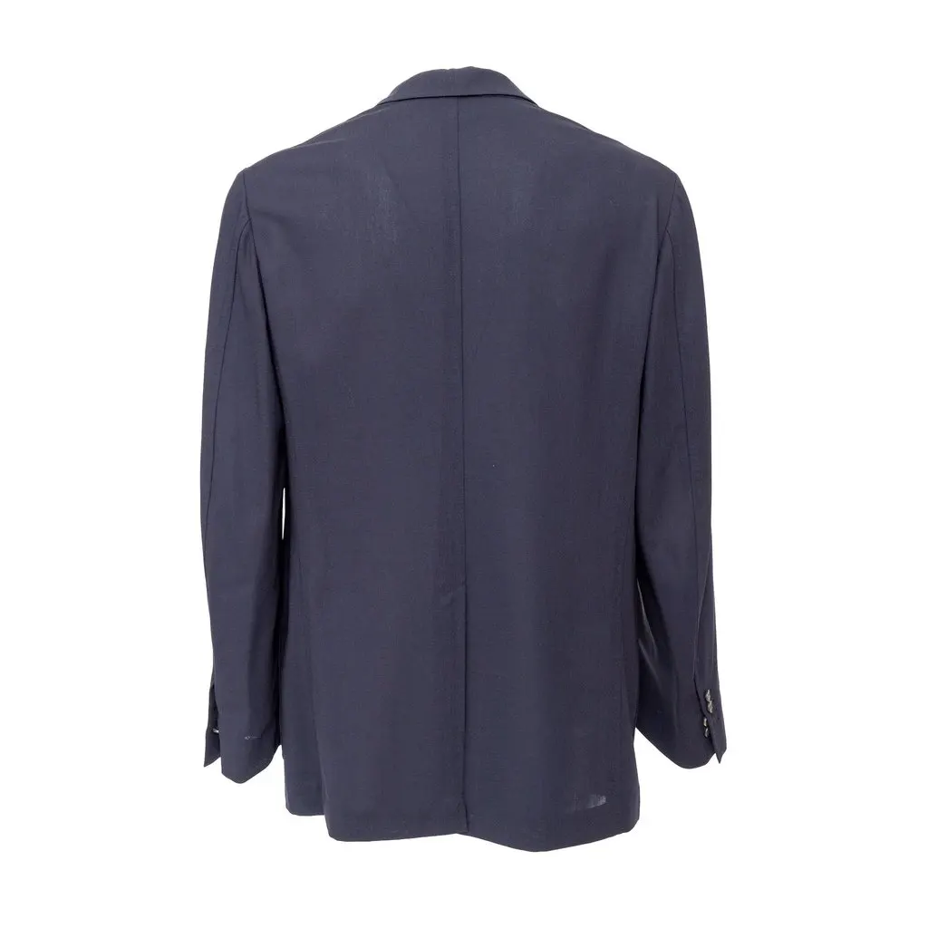 Unsigned FG Roma Unlined Blazer - '10s Blue Silk Good - Inside View