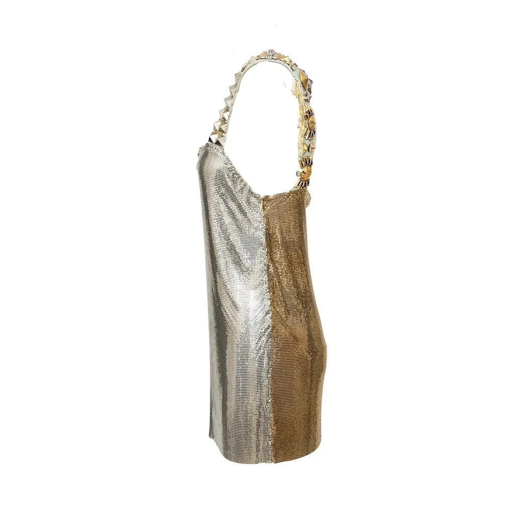 Unsigned Fausto Pugliesi Metallic Dress - '00s Gold Good - Back View