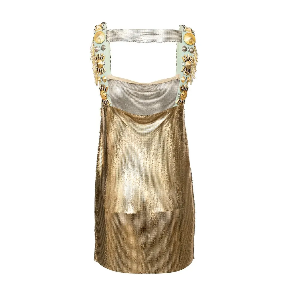 Unsigned Fausto Pugliesi Metallic Dress - '00s Gold Good - Inside View