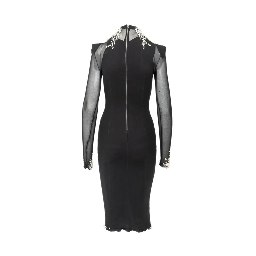 Unsigned Frankie Morello Crystal Embellished Dress - '00s Black Good - Back View