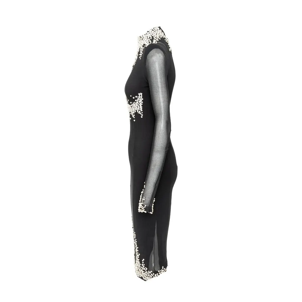 Unsigned Frankie Morello Crystal Embellished Dress - '00s Black Good - Inside View