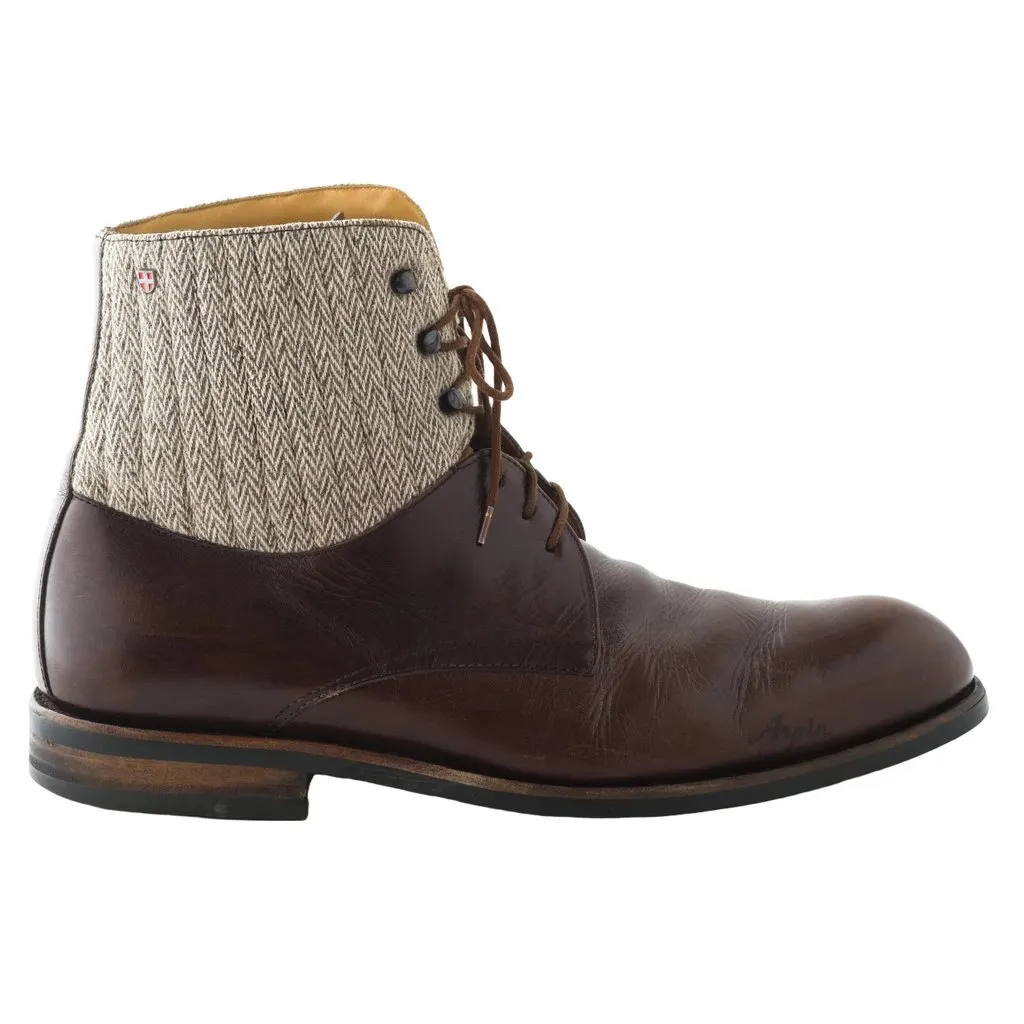 Unsigned Arpin Leather High Top Shoes - '10s Brown Leather Good - Front View