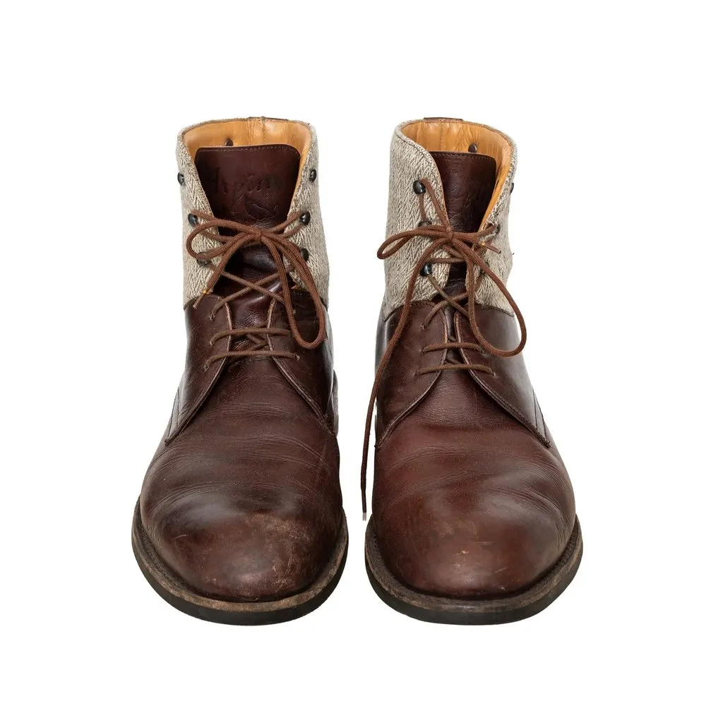 Unsigned Arpin Leather High Top Shoes - '10s Brown Leather Good - Back View