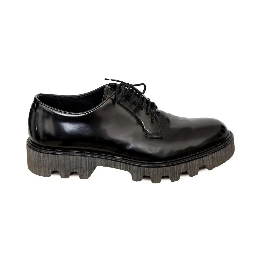 Emporio Armani Oxford Shoes - '10s Black Leather Good - Front View
