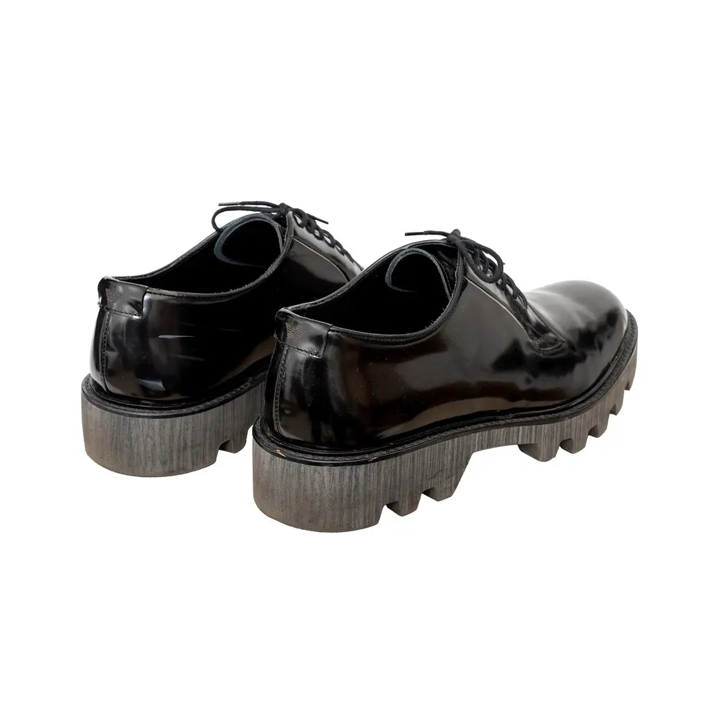 Emporio Armani Oxford Shoes - '10s Black Leather Good - Back View