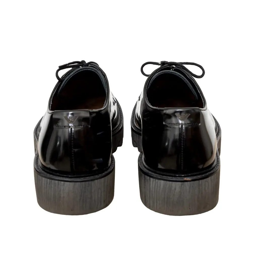 Emporio Armani Oxford Shoes - '10s Black Leather Good - Box View