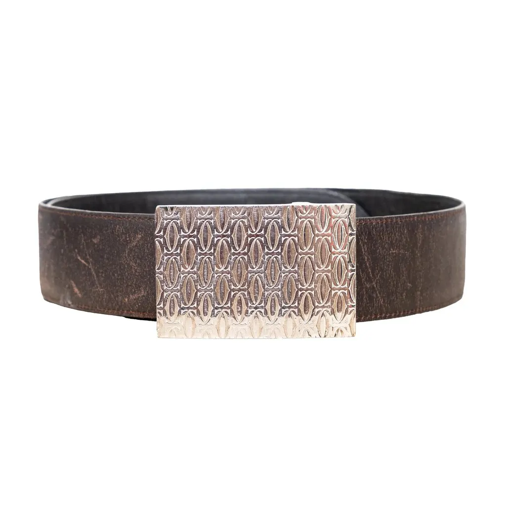 Cartier Happy Birthday Logo Belt - '90s Black Leather Good - Back View