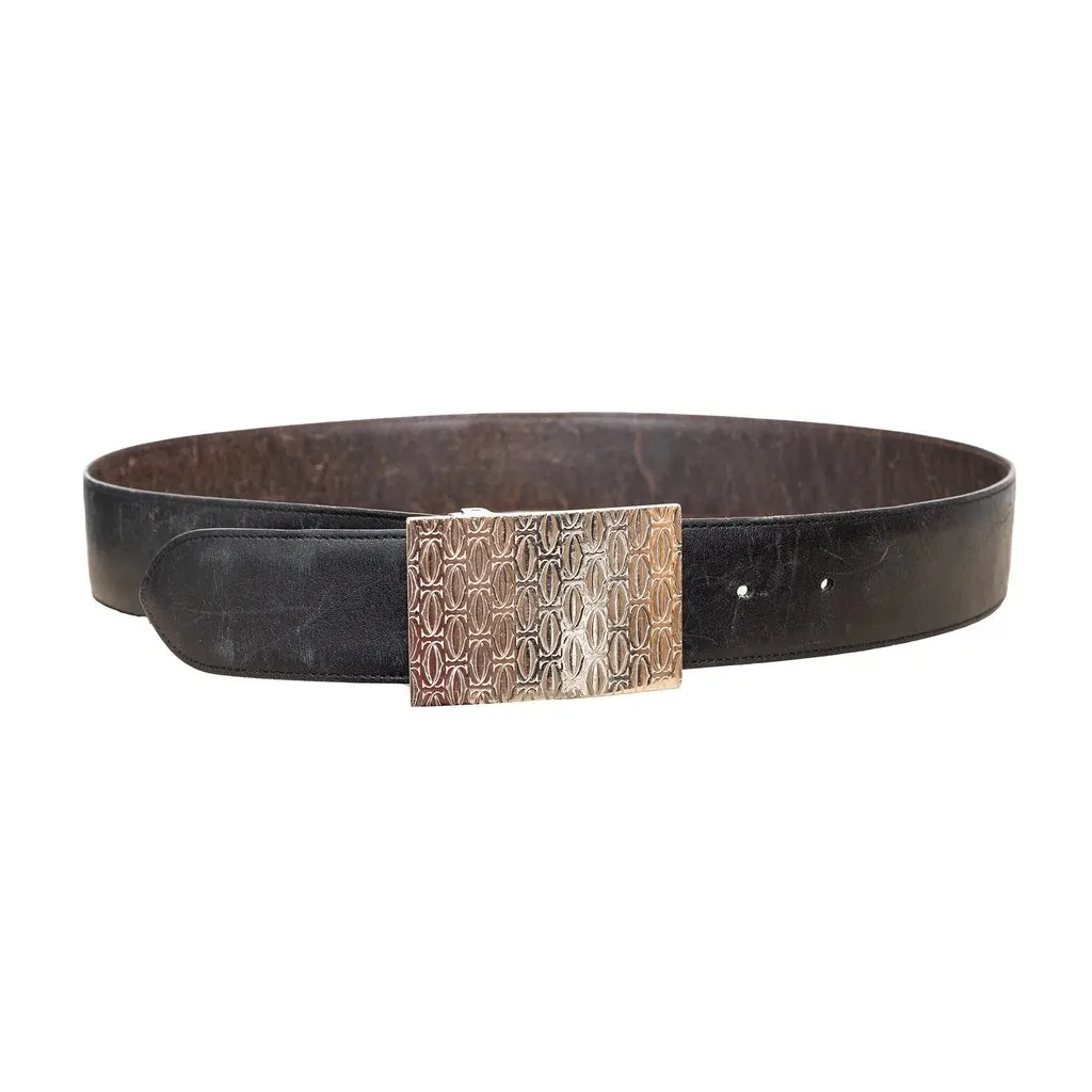 Cartier Happy Birthday Logo Belt - '90s Black Leather Good - Inside View