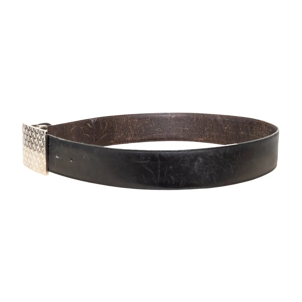 Cartier Happy Birthday Logo Belt - '90s Black Leather Good - Box View
