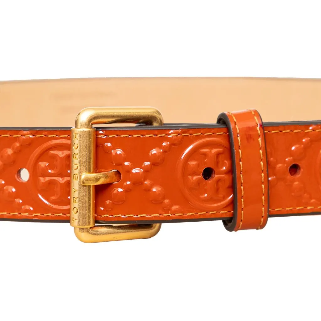 Tory Burch Logo Embossed Belt - '10s Orange Leather Good - Box View
