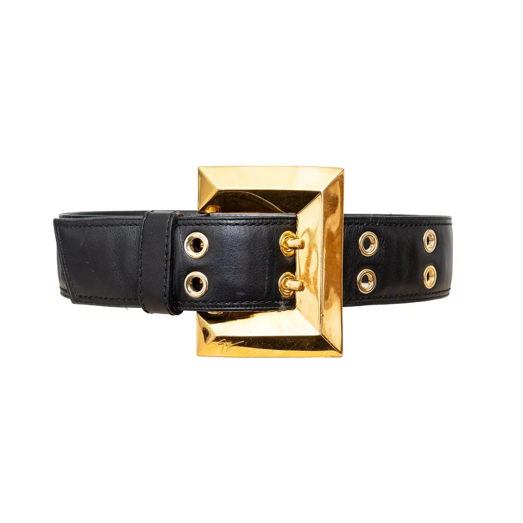Giuseppe Zanotti Leather Belt - '10s Black Leather Good - Front View