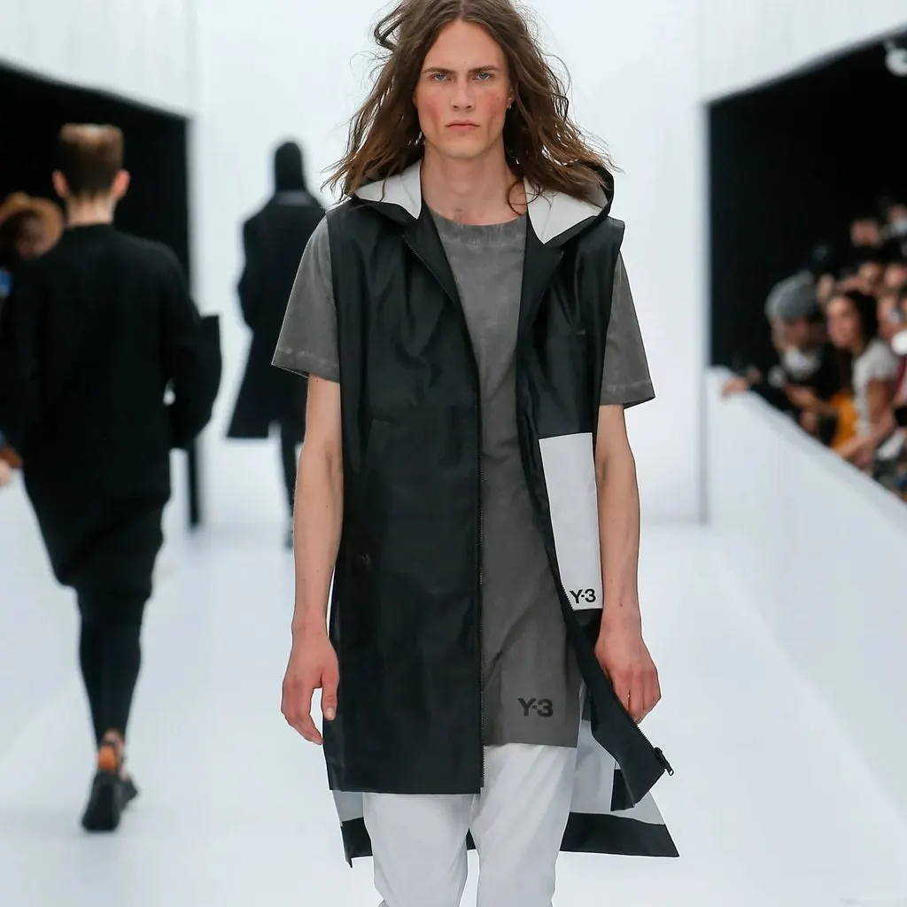 Y-3 Long Hooded Jacket - '10s Black Cotton Good - Back View