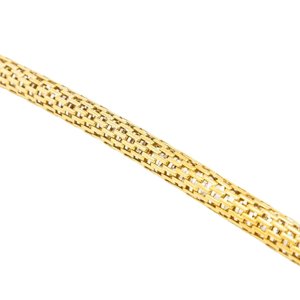 Unsigned Vintage 18K Yellow Gold Woven Collar Necklace - '80s Yellow Lace Good - Box View
