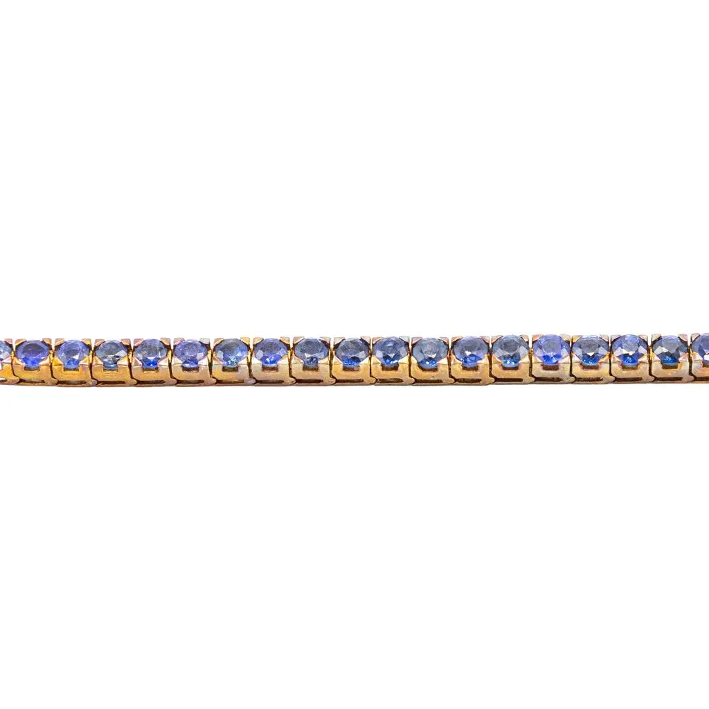 Unsigned Sapphire Line Bracelet in 18K Yellow Gold - '80s Yellow Good - Model View