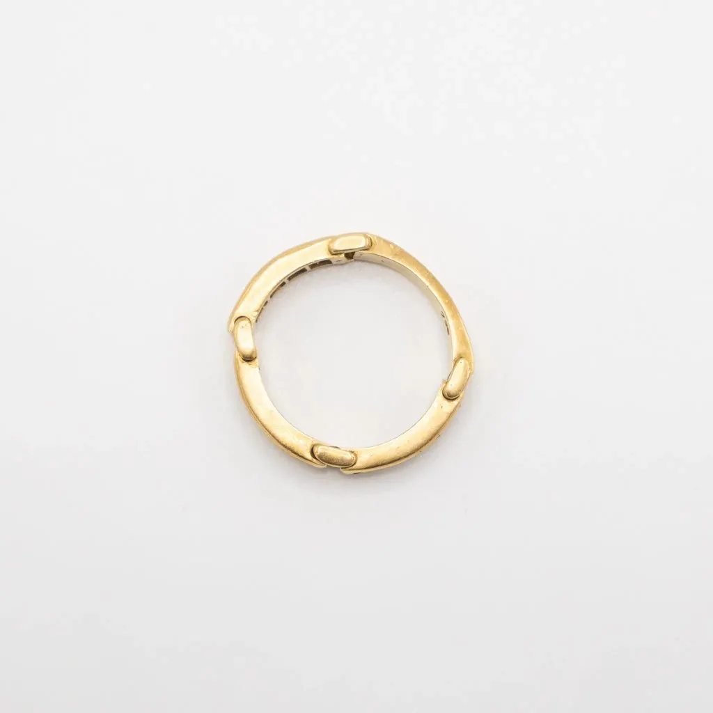 Unsigned Vintage 18K Yellow Gold Ring with Channel-Set Diamonds - '80s Yellow Good - Inside View