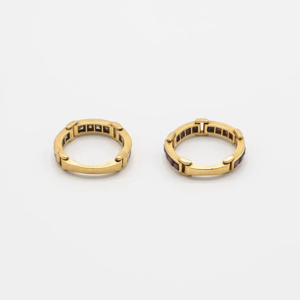 Unsigned Vintage 18K Yellow Gold Ring with Channel-Set Diamonds - '80s Yellow Good - Box View