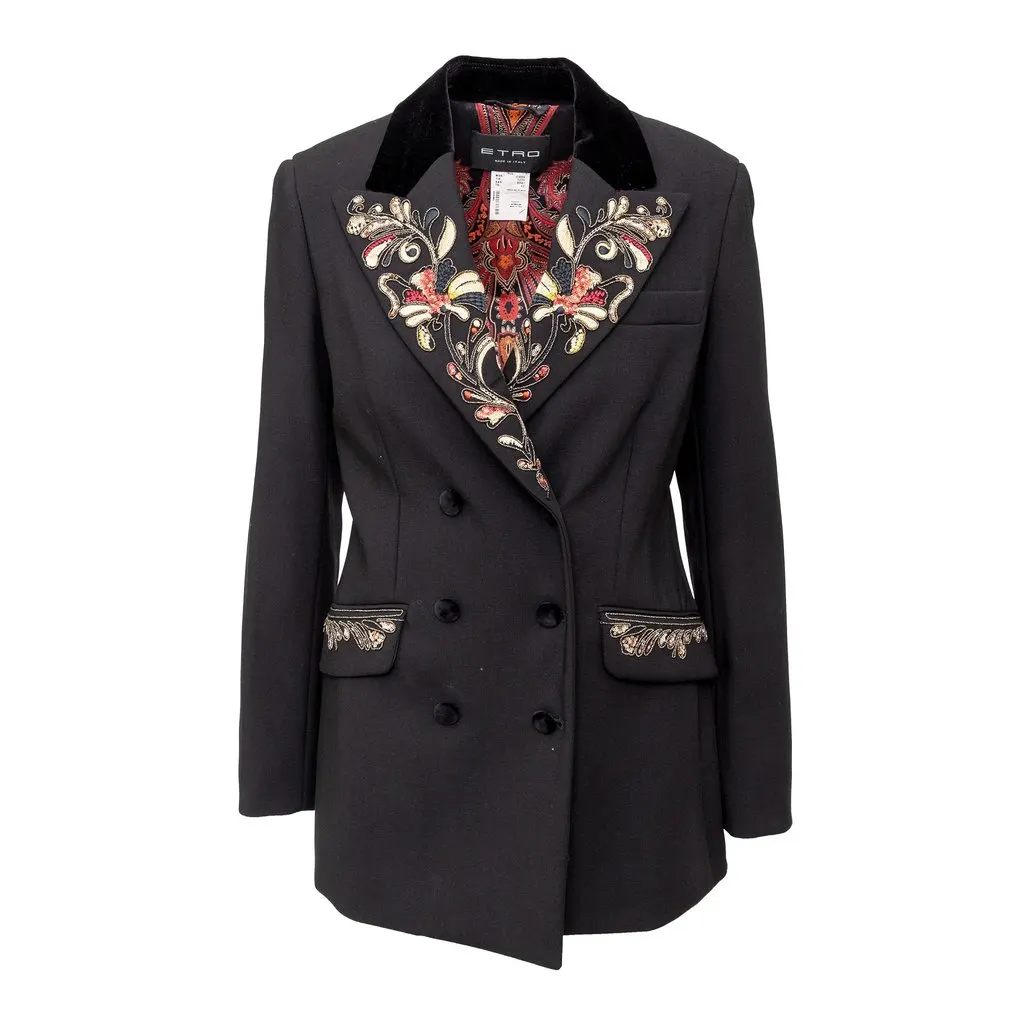 Etro Embroidered Blazer - '10s Red Wool Good - Front View
