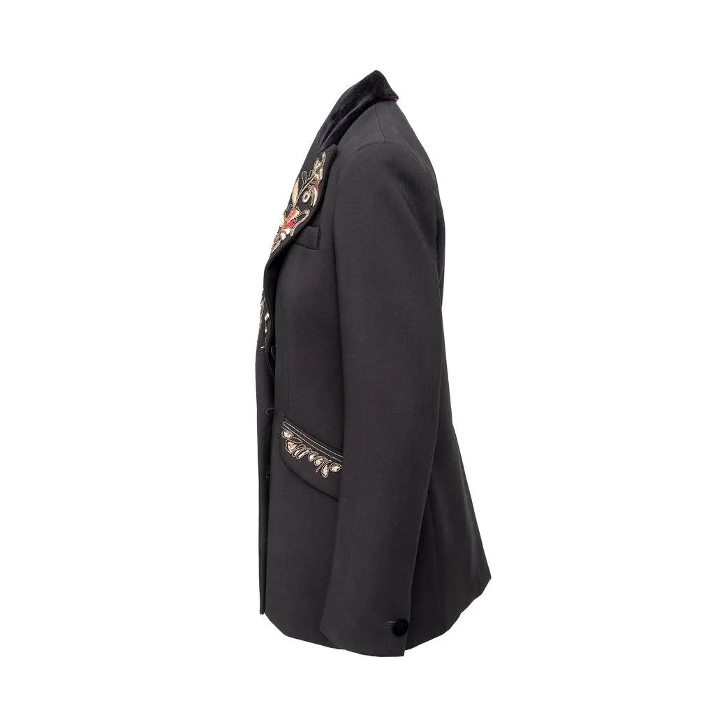 Etro Embroidered Blazer - '10s Red Wool Good - Back View