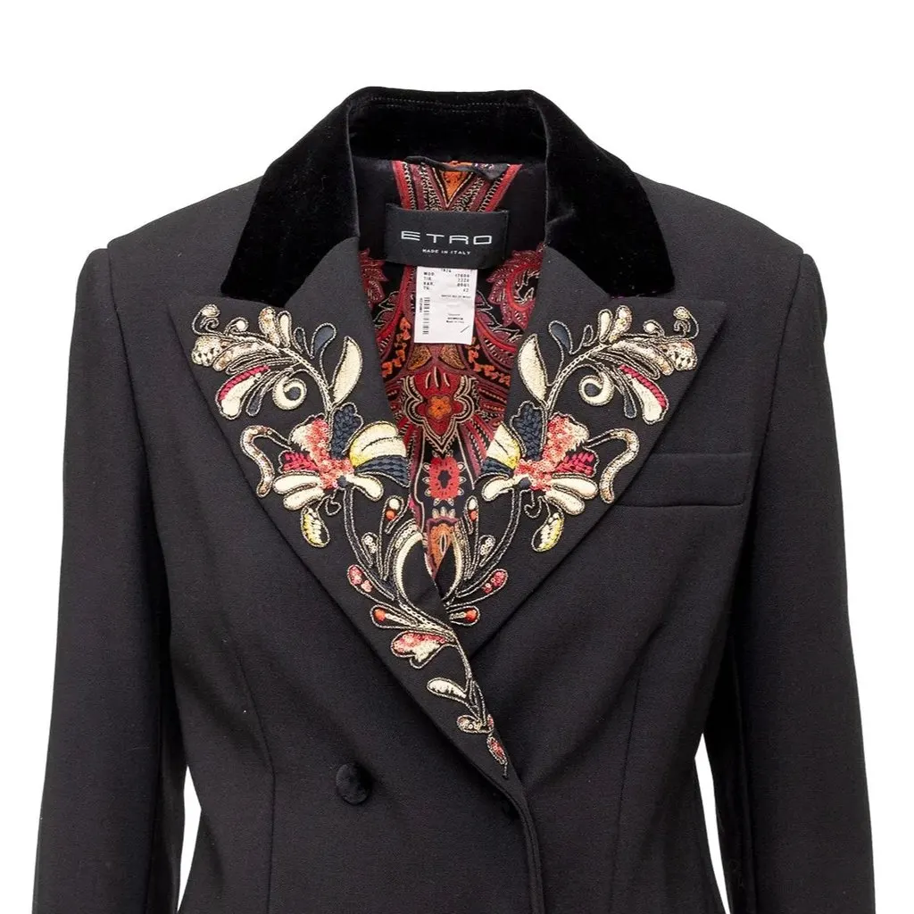 Etro Embroidered Blazer - '10s Red Wool Good - Model View