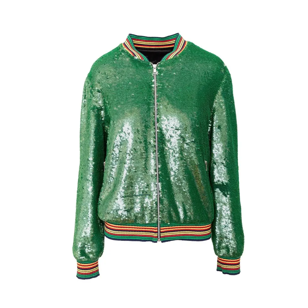 Ashish Sequin Bomber Jacket - '10s Red Cotton Good - Front View