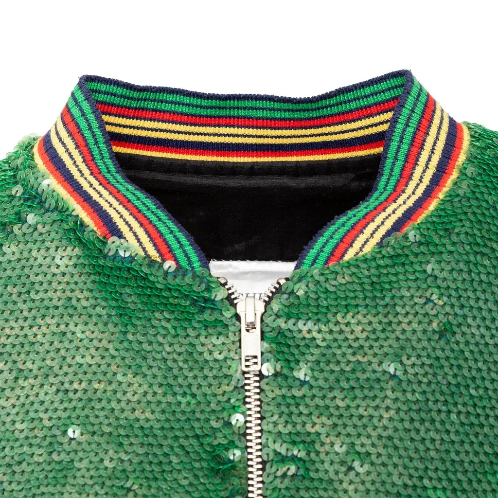 Ashish Sequin Bomber Jacket - '10s Red Cotton Good - Model View
