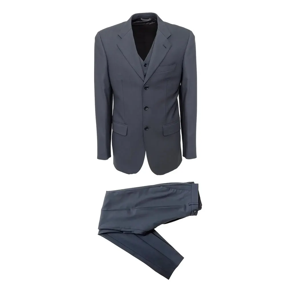 Unsigned Zari Sartorial Suit with Vest - '10s Grey Wool Good - Front View