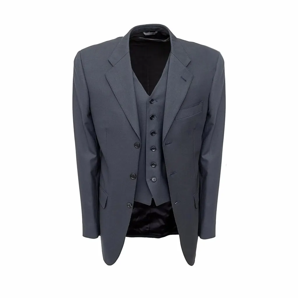 Unsigned Zari Sartorial Suit with Vest - '10s Grey Wool Good - Back View
