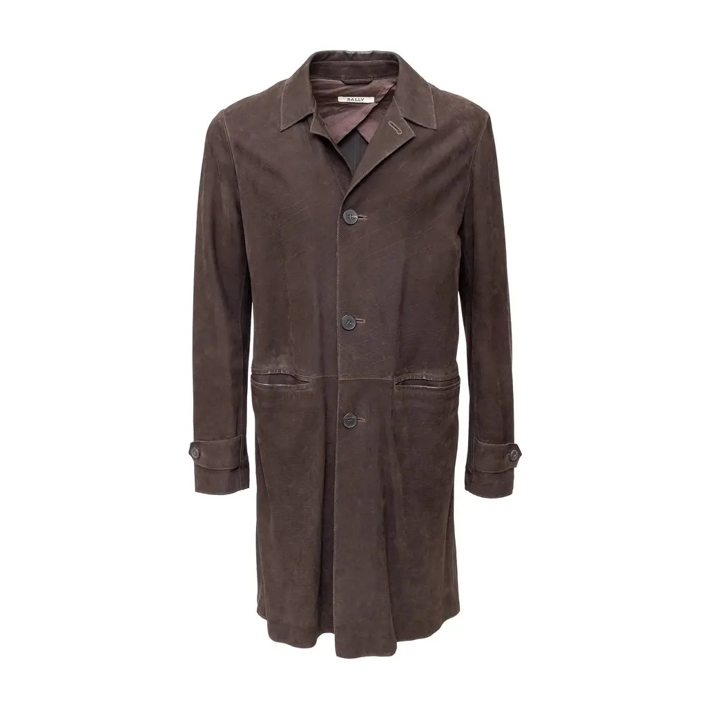 Bally Suede Leather Jacket - '10s Brown Suede Good - Front View