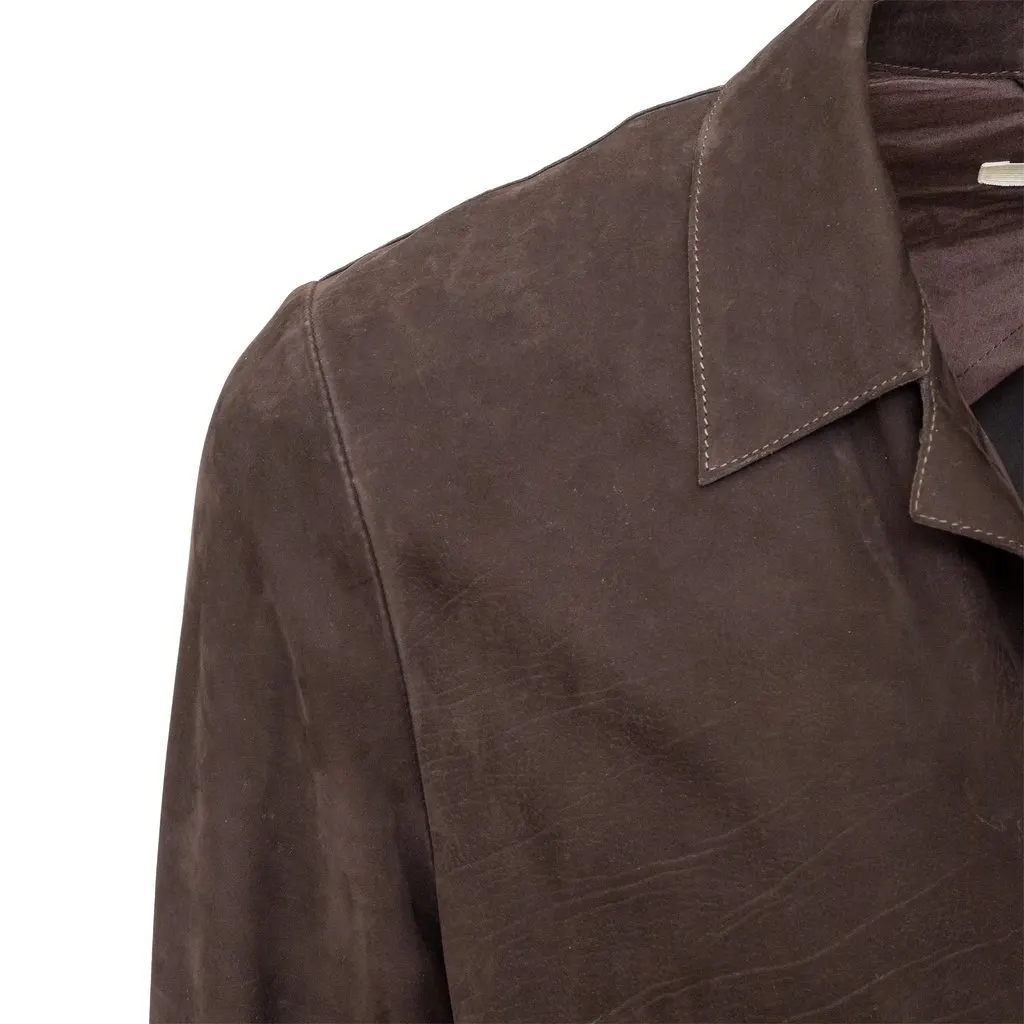 Bally Suede Leather Jacket - '10s Brown Suede Good - Model View