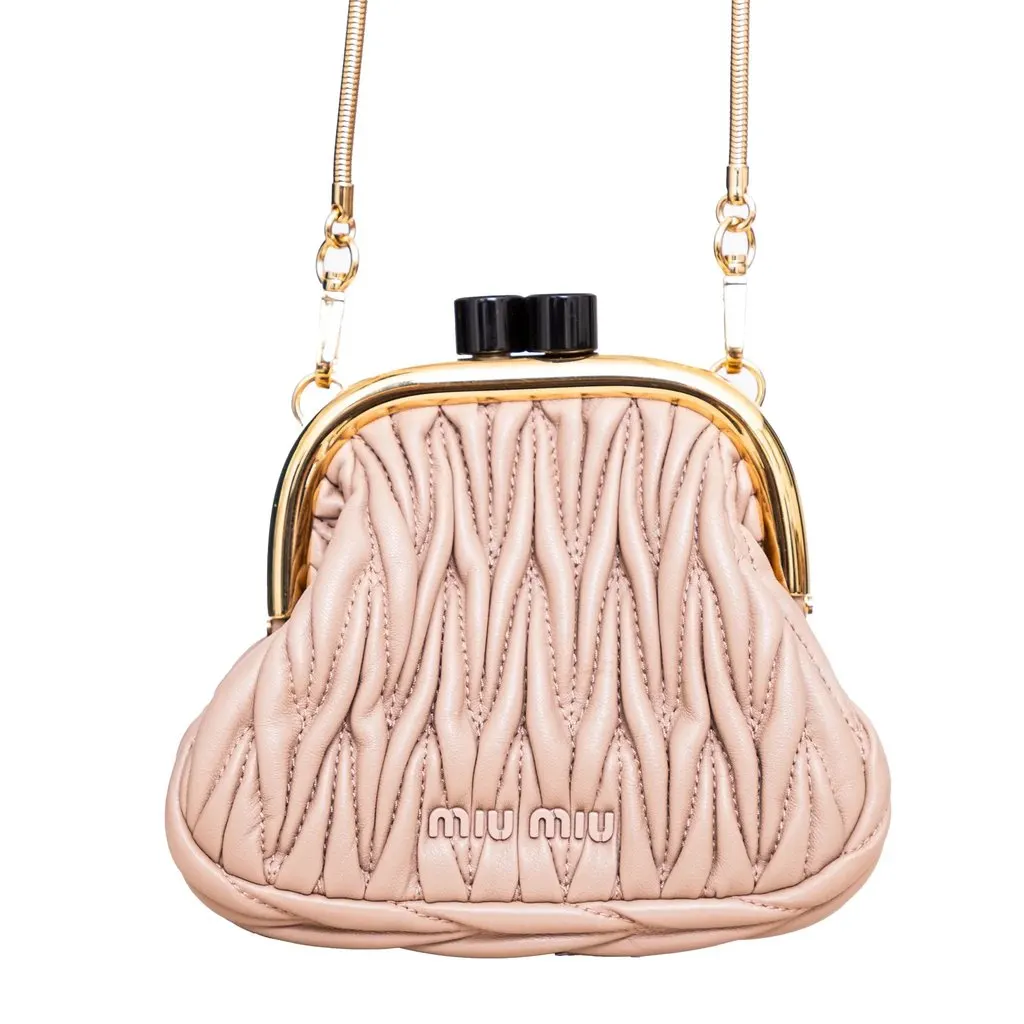 Miu Miu Belle Mini Matelassé Clutch - '20s Pink Leather Good - Back View