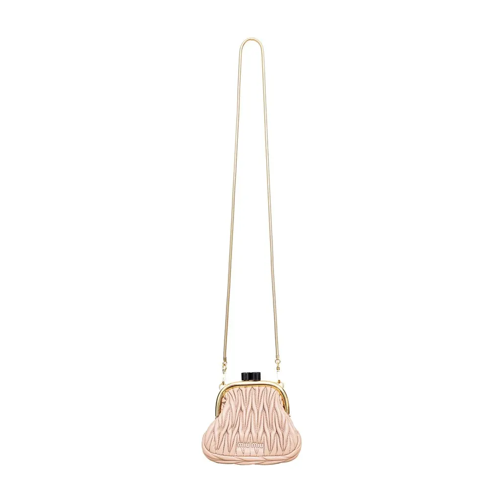 Miu Miu Belle Mini Matelassé Clutch - '20s Pink Leather Good - Inside View