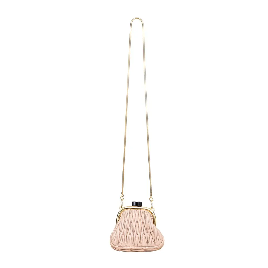 Miu Miu Belle Mini Matelassé Clutch - '20s Pink Leather Good - Model View