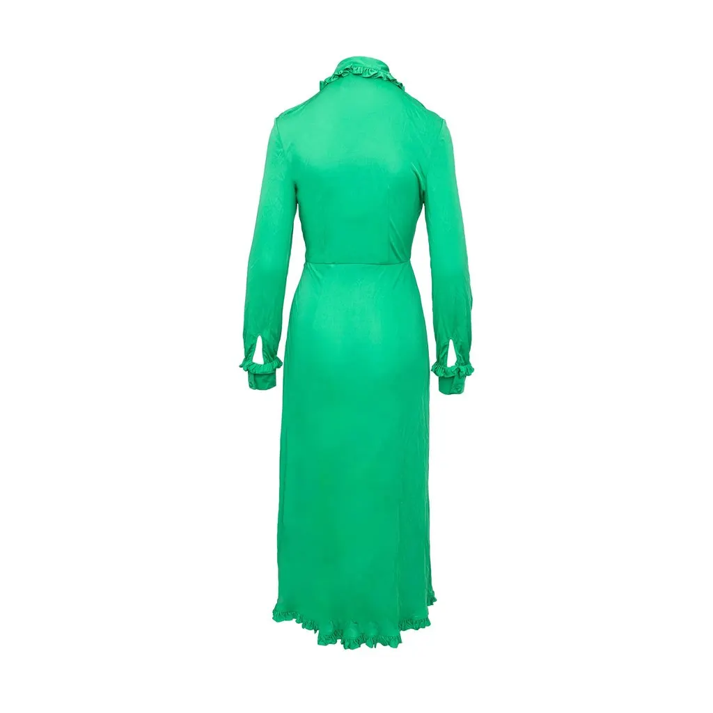 Prada Ruffle Collar Long Dress - '20s Green Good - Box View