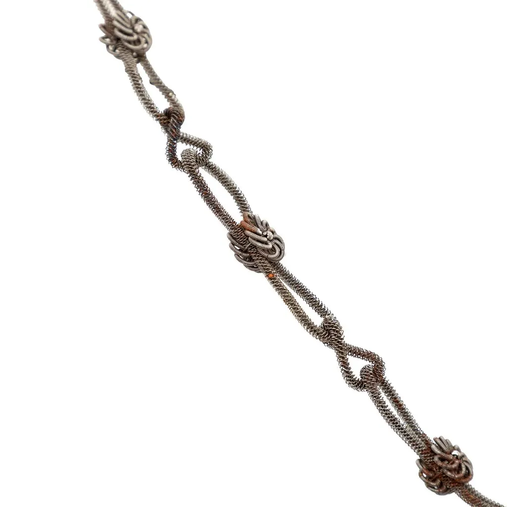 Unsigned 18th Century Silesian Iron Work Cross Necklace MultiColor Lace Good - Inside View