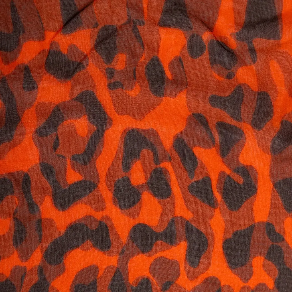 Saint Laurent Leopard Print Scarf - '00s Brown Silk Good - Model View