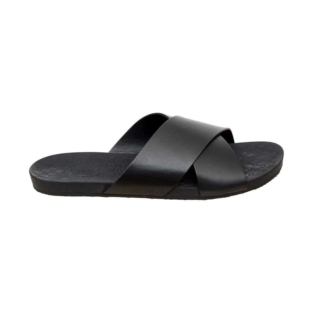Gucci Leather Sandals - '10s Black Leather Good - Front View