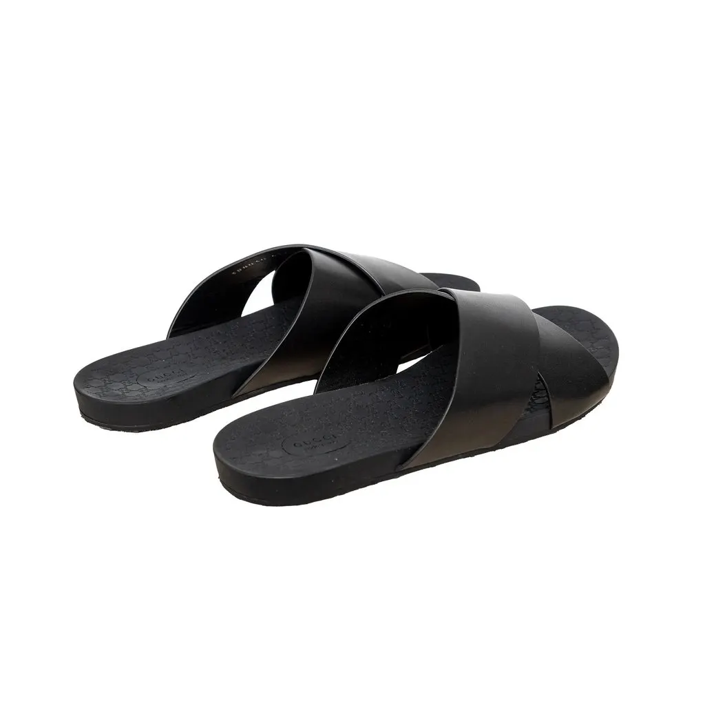 Gucci Leather Sandals - '10s Black Leather Good - Back View