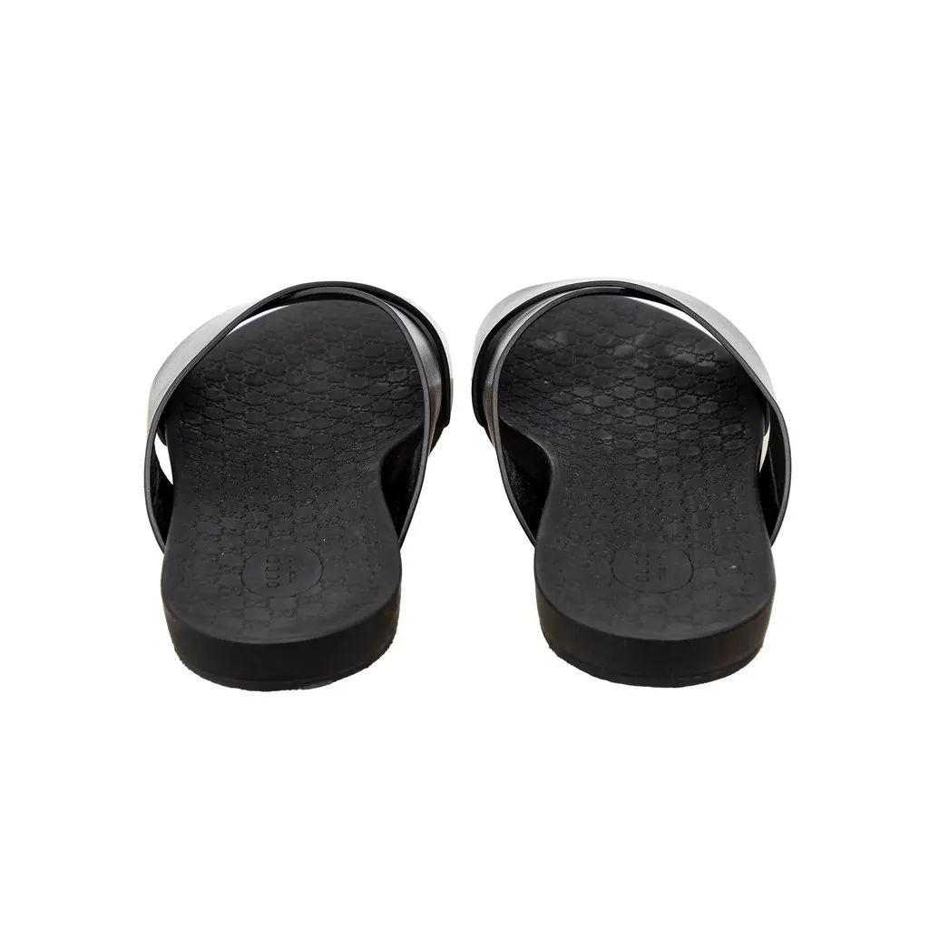 Gucci Leather Sandals - '10s Black Leather Good - Box View