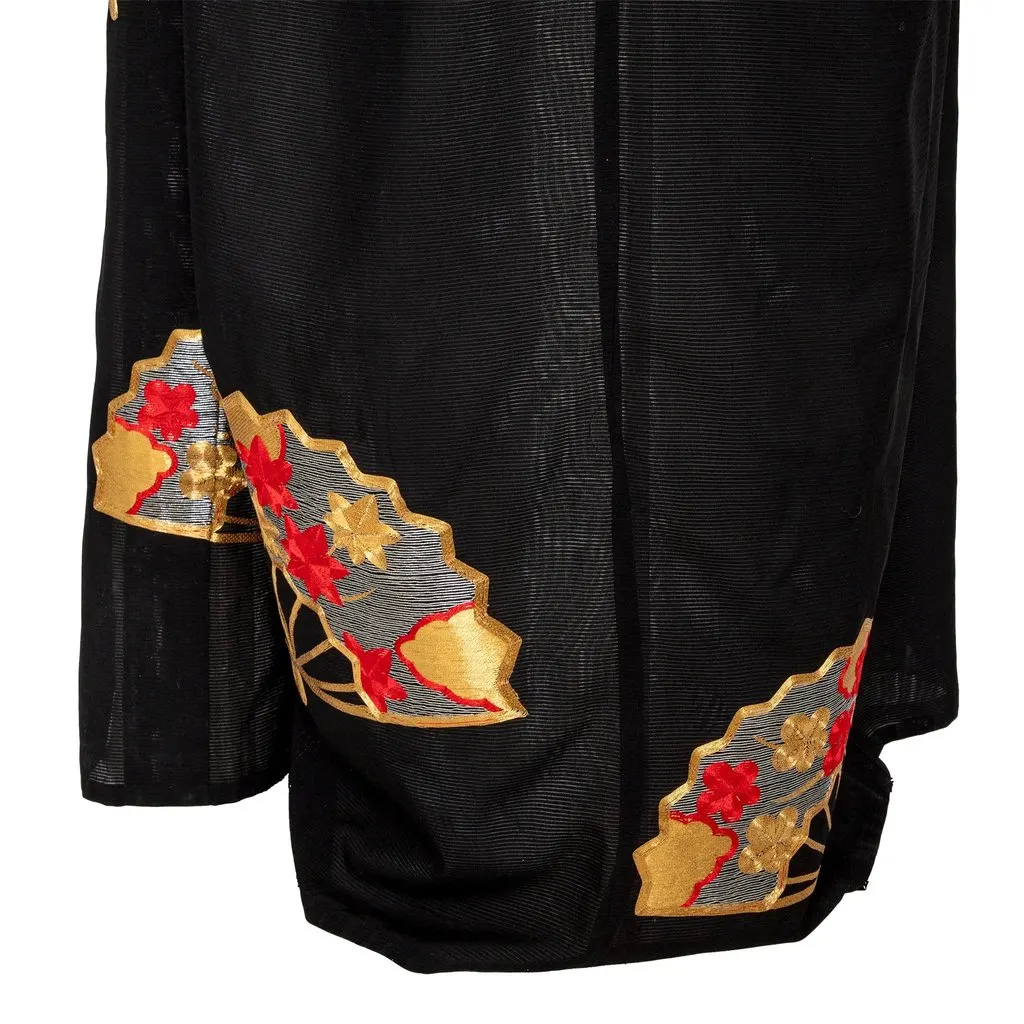 Unsigned Japanese Kimono - '80s Black Silk Good - Box View