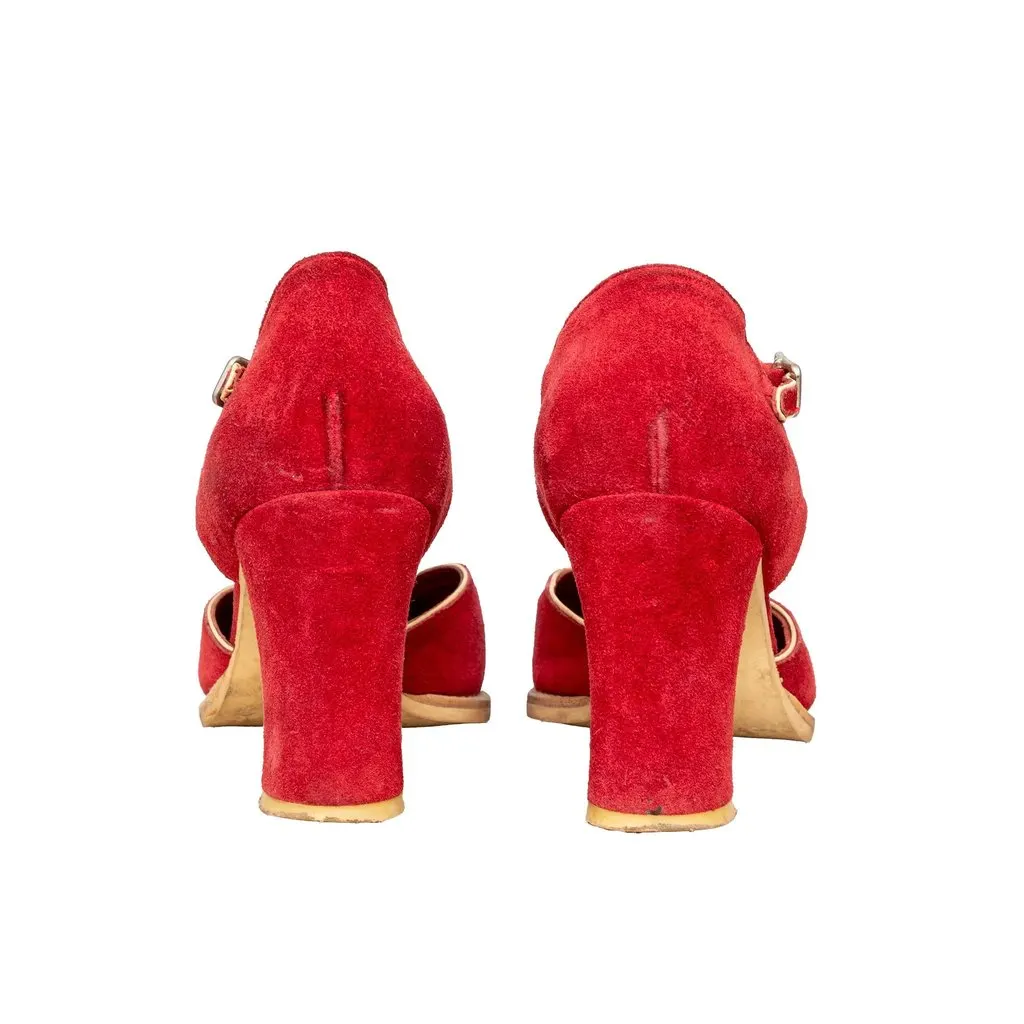 Miu Miu Suede Suede Pumps - '90s Red Suede Good - Box View