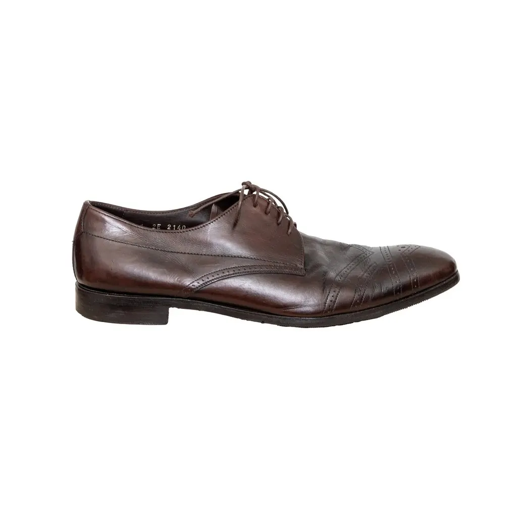 Prada Brogue Leather Shoes - '00s Brown Leather Good - Front View