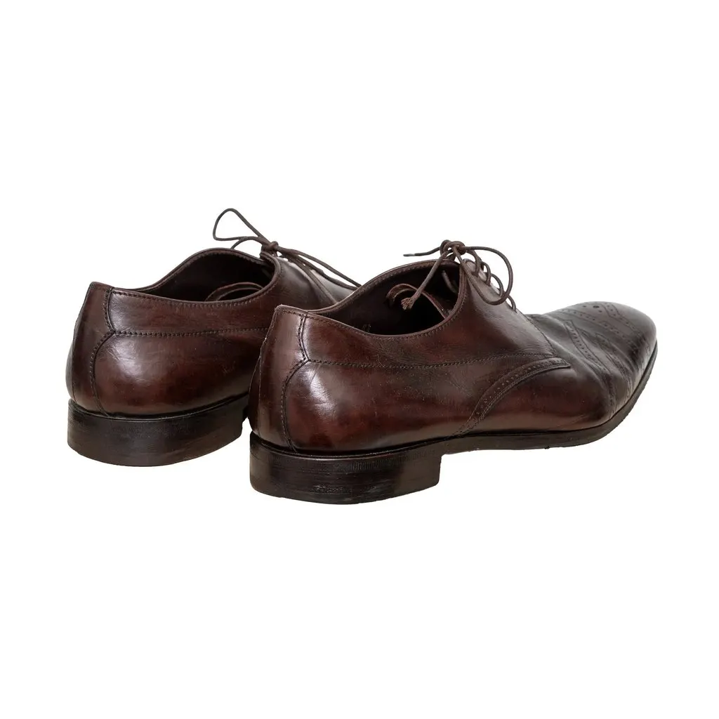 Prada Brogue Leather Shoes - '00s Brown Leather Good - Back View