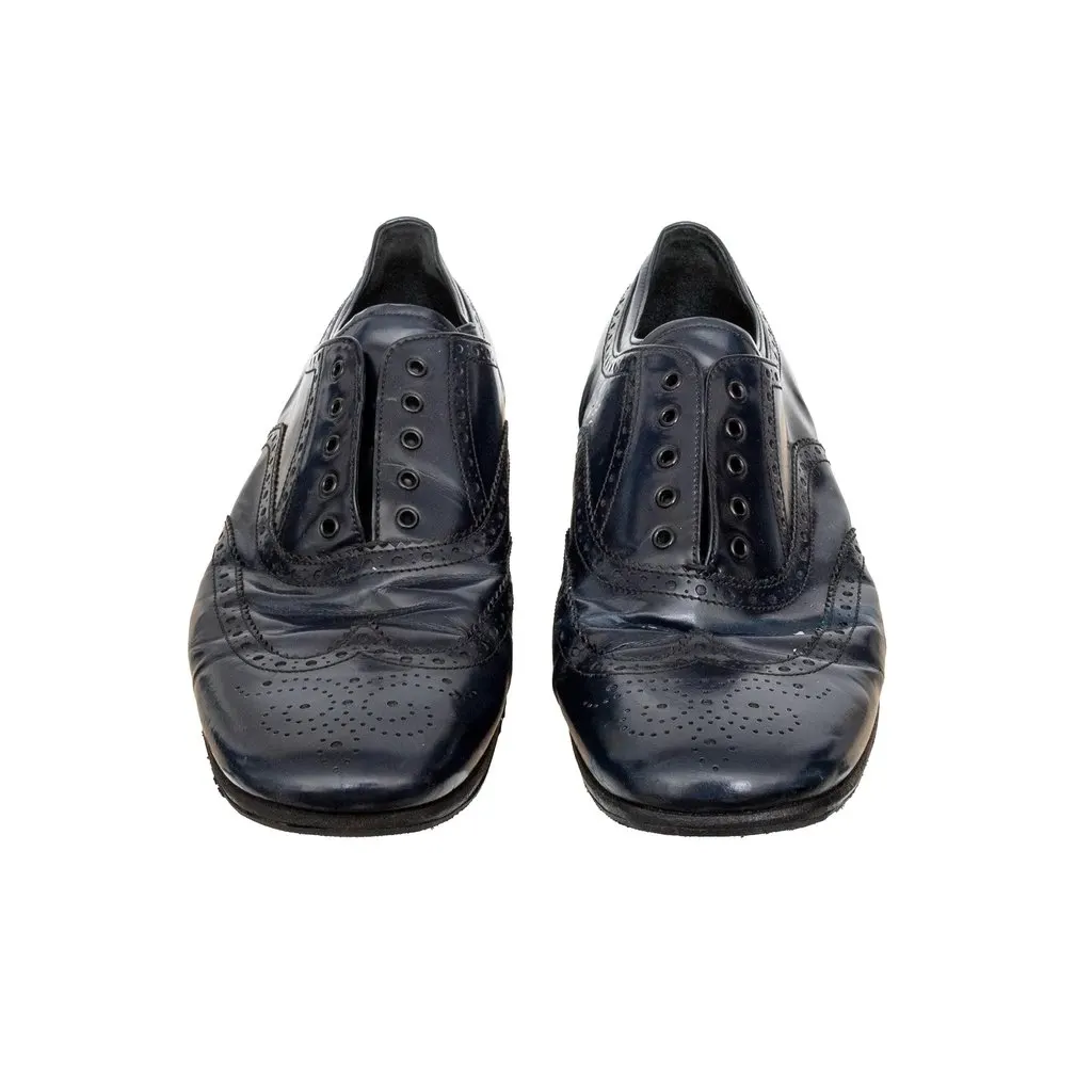 Prada Blue Brogue Leather Shoes - '00s Blue Leather Good - Inside View